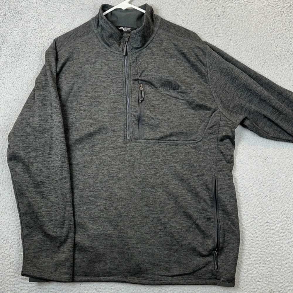 The North Face Shirt Mens XL Quarter Zip Charcoal Grey Heather Pullover Stretch